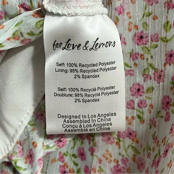 For Love And Lemons Pink and Green Ruffled Crop Blouse - Picture 13 of 15